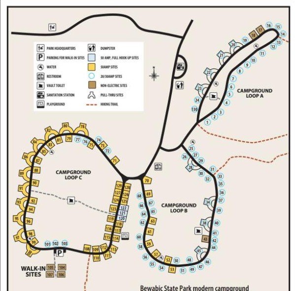 Bewabic State Park campground map