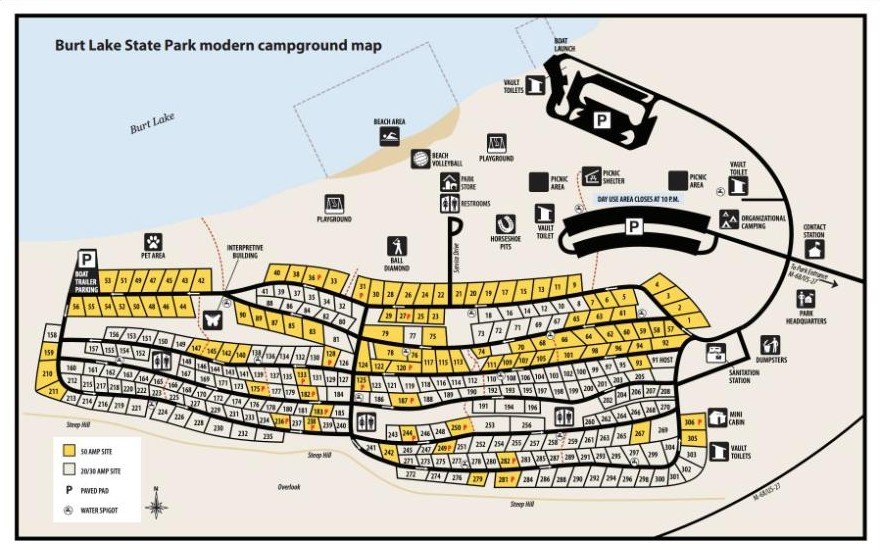 Burt Lake State Park campground map