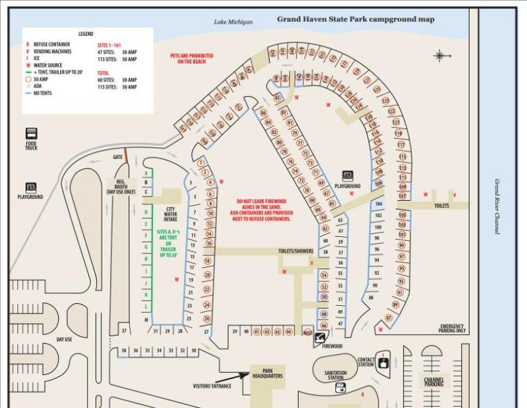 Grand Haven State Park campground map