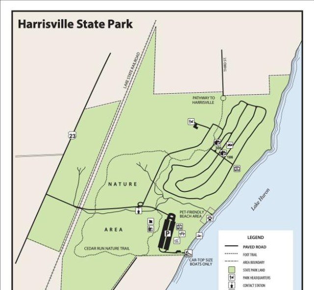 Harrisville State Park campground map