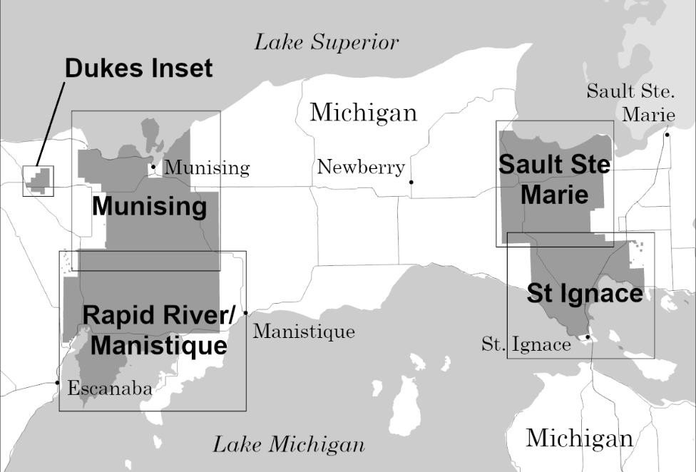 Hiawatha National Forest vicinity map