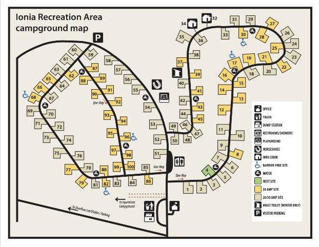 Ionia State Recreation Area campground map