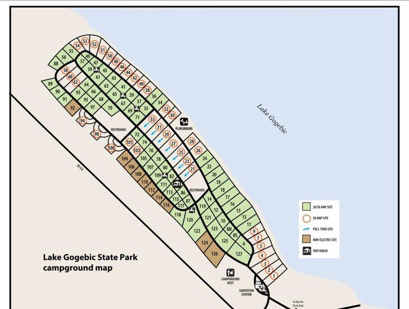 Lake Gogebic State Park campground map