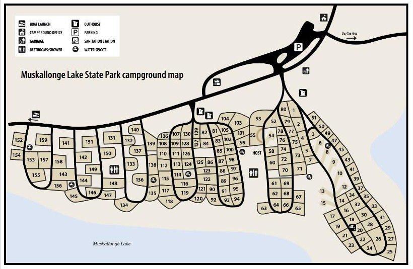 Muskallonge Lake State Park campground map