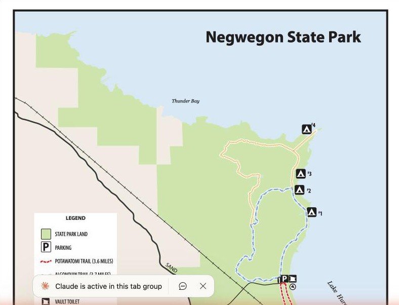 Negwegon State Park map