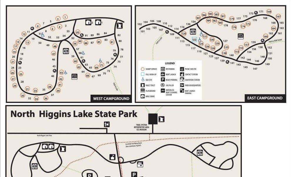 North Higgins Lake State Park campground map
