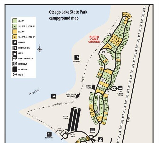 Otsego Lake State Park campground map