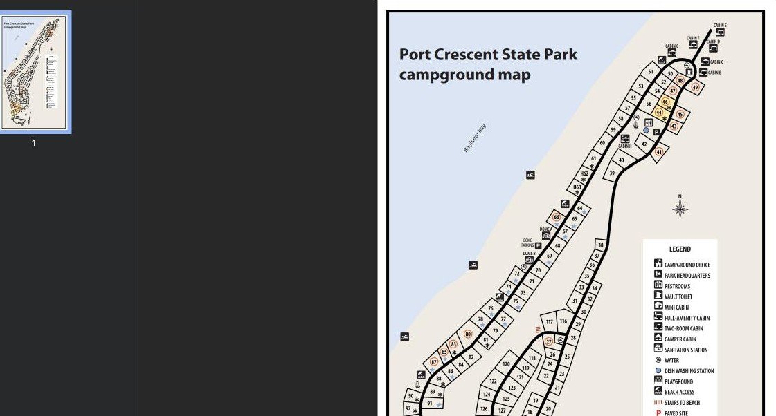 Port Crescent State Park campground map