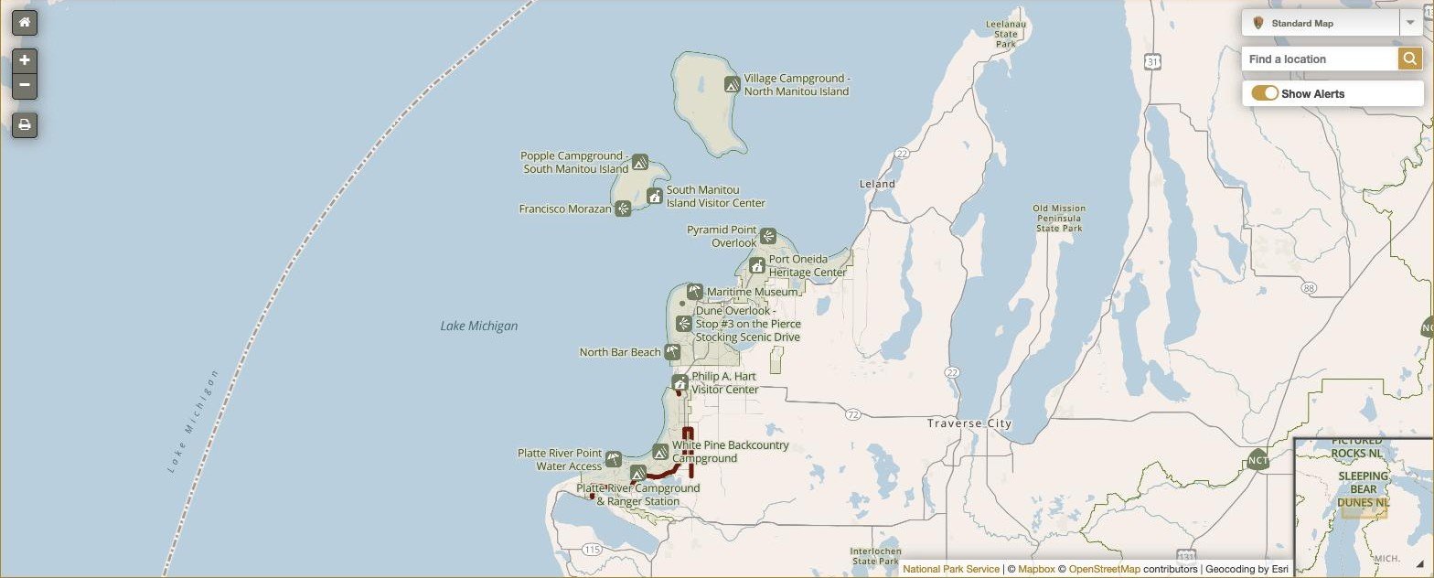 Sleeping Bear Dunes National Lakeshore map